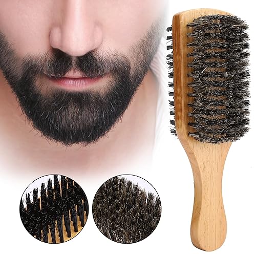 Miniatura 2 de Cepillo de barba de madera para bigote,Cepillo de barba de doble cara,Cepillo profesional para barba Brochas de afeitadoAccesorios de afeitado