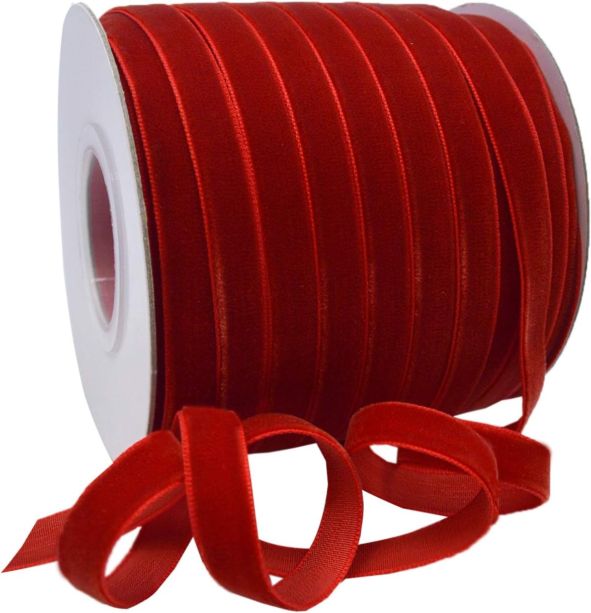 Morex Ribbon Viviana Velvet Ribbon, Soft Silky Velour, Wedding and Holiday Décor, Sewing and Crafting, Gift Wrap, 2" X 20 YD, Red