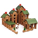 Wondertoys 530 Pcs Wooden Logs Set Ages 3+, Classic Building Log Toys for Kids, Creative Construction Engineering Educational Gifts