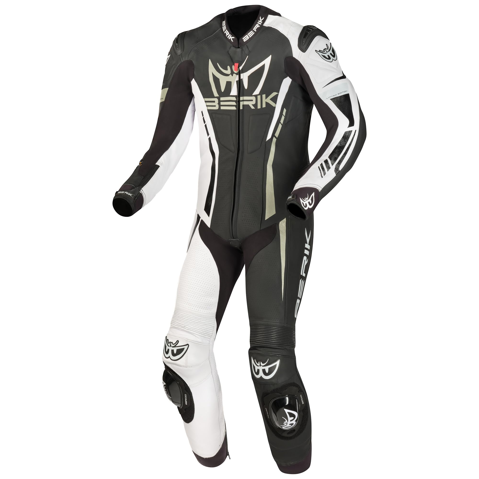 Berik Oshiqo 1-Teiler Motorrad Lederkombi, schwarz/weiß, 52