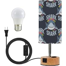 ALAZA Bedside Table Lamp Black Shark Ocean M Touch Lamp for Bedroom 3 Way Dimmable Nightstand with USB Charging Ports Living Room, LED Bulb Included