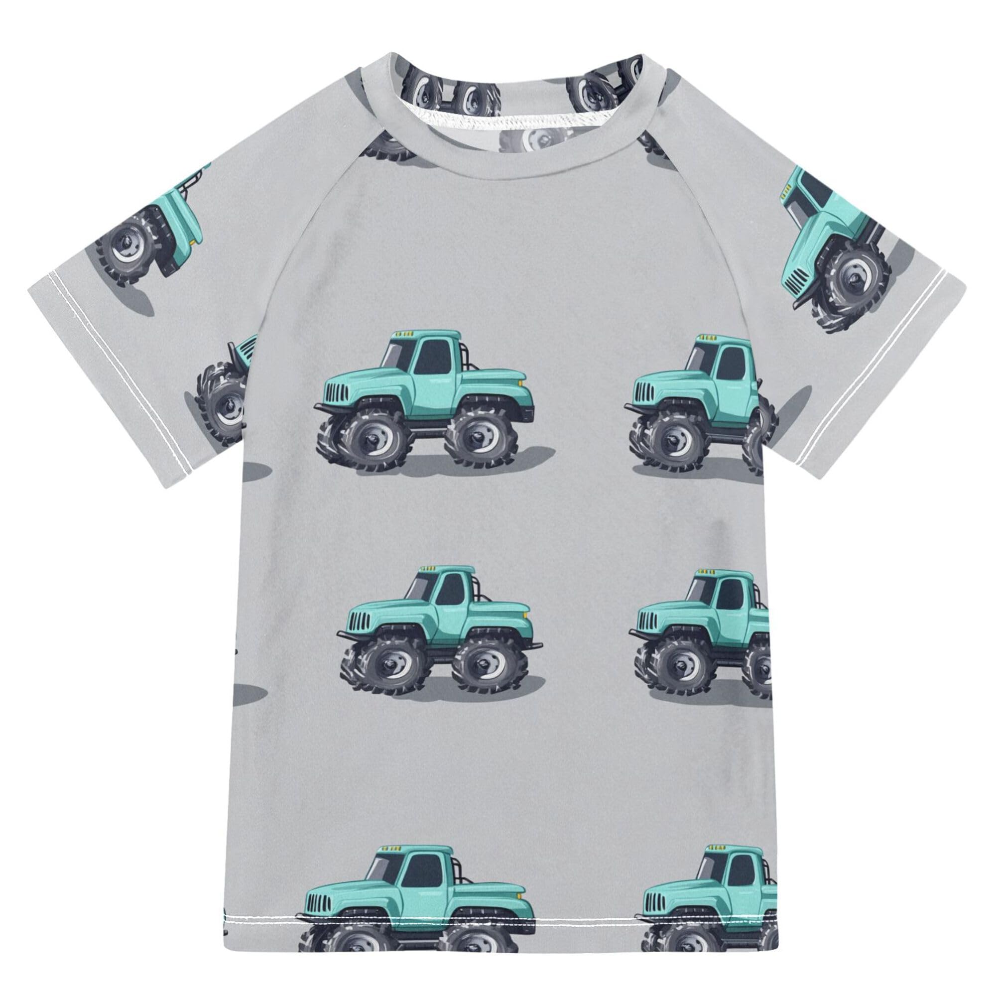 Cartoon Truck Car Grey Bathing Suit Girls UV Protection Girls Rash Guard Top Swimwears Shirts for Teen Boys 5-6T