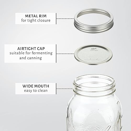 Miniatura 2 de kitchentoolz Tarros de masa madre de boca ancha de medio galón – Tarros de vidrio de 64 onzas con tapas herméticas – Perfecto para fermentar,
