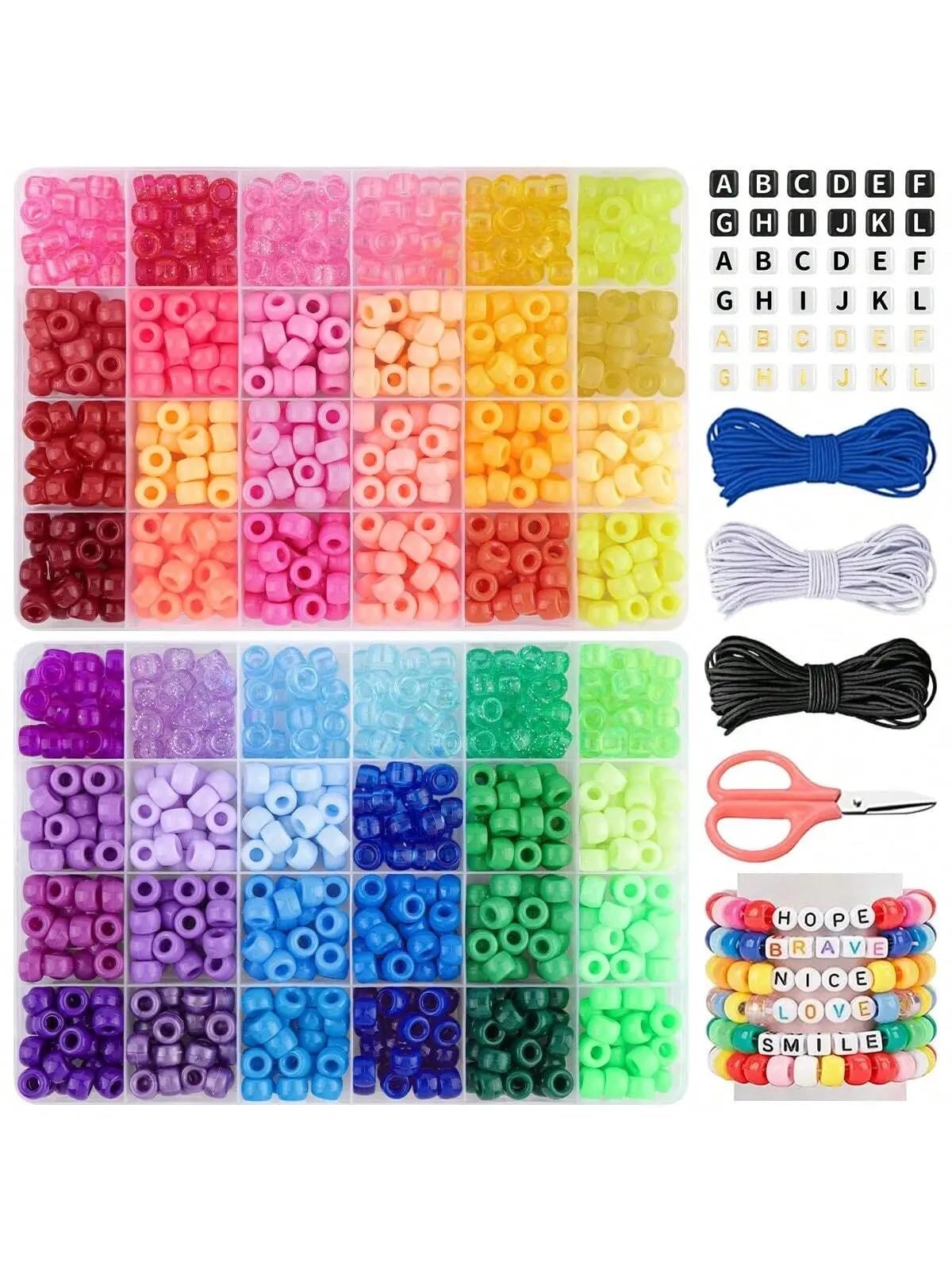 Kit Perline per Braccialetti 300/500 perline arcobaleno for gioielli fai da te, collane, braccialetti - Kit for la creazione di(Color 2)