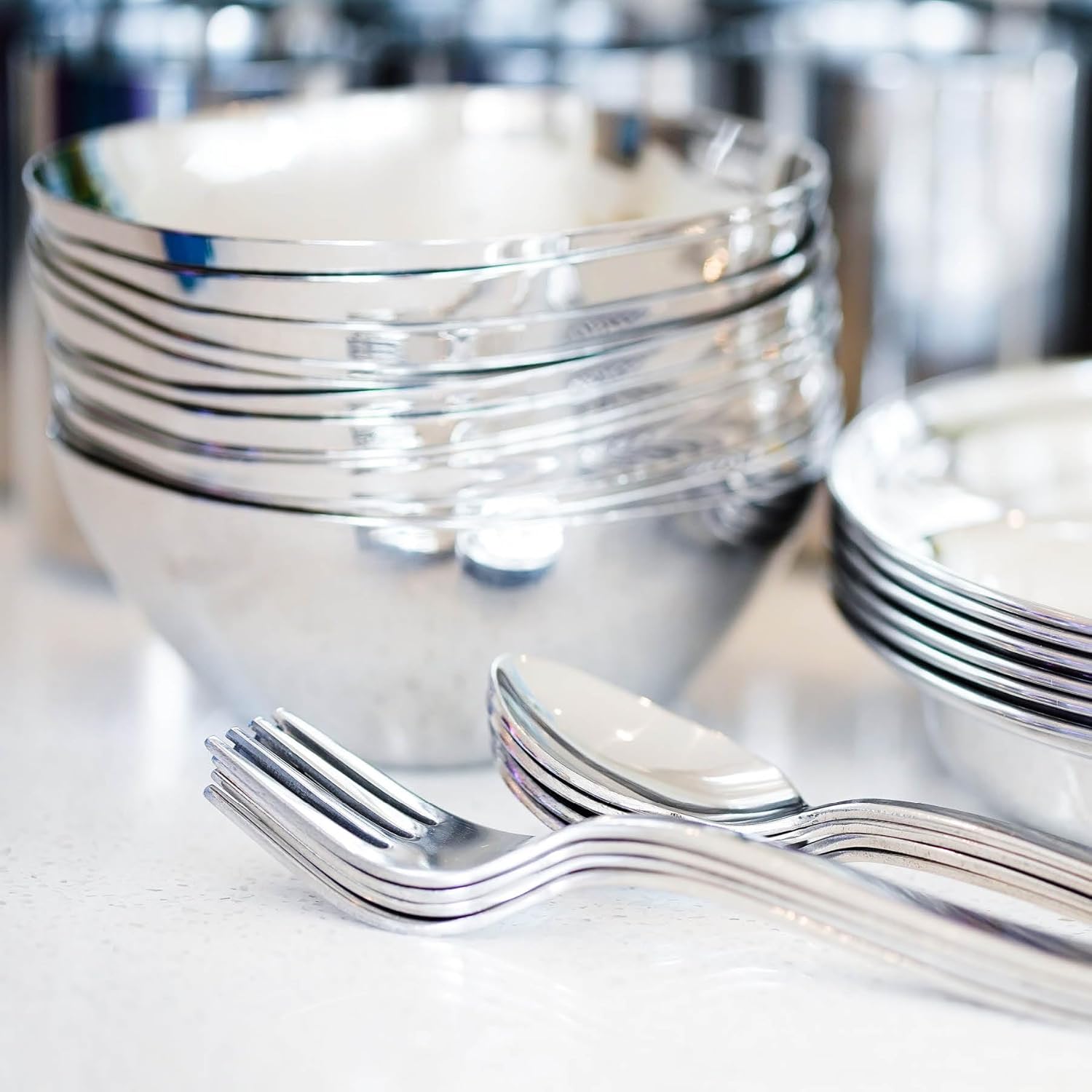 Ahimsa Stainless Steel Bowls for Kids, Durable Pediatrician Designed Toddler Snack Bowl, 12oz, Premium Non Toxic Metal, Easy to Clean & Dishwasher Safe, Set of 4 Classic Silver