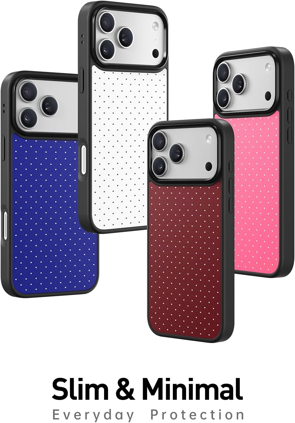 Magnetic Case for iPhone 15 Pro Max, Cute Aesthetic Case with Polka Dots for Women Men Girls, Compatible with MagSafe Slim Hard Shockproof Phone Case, White