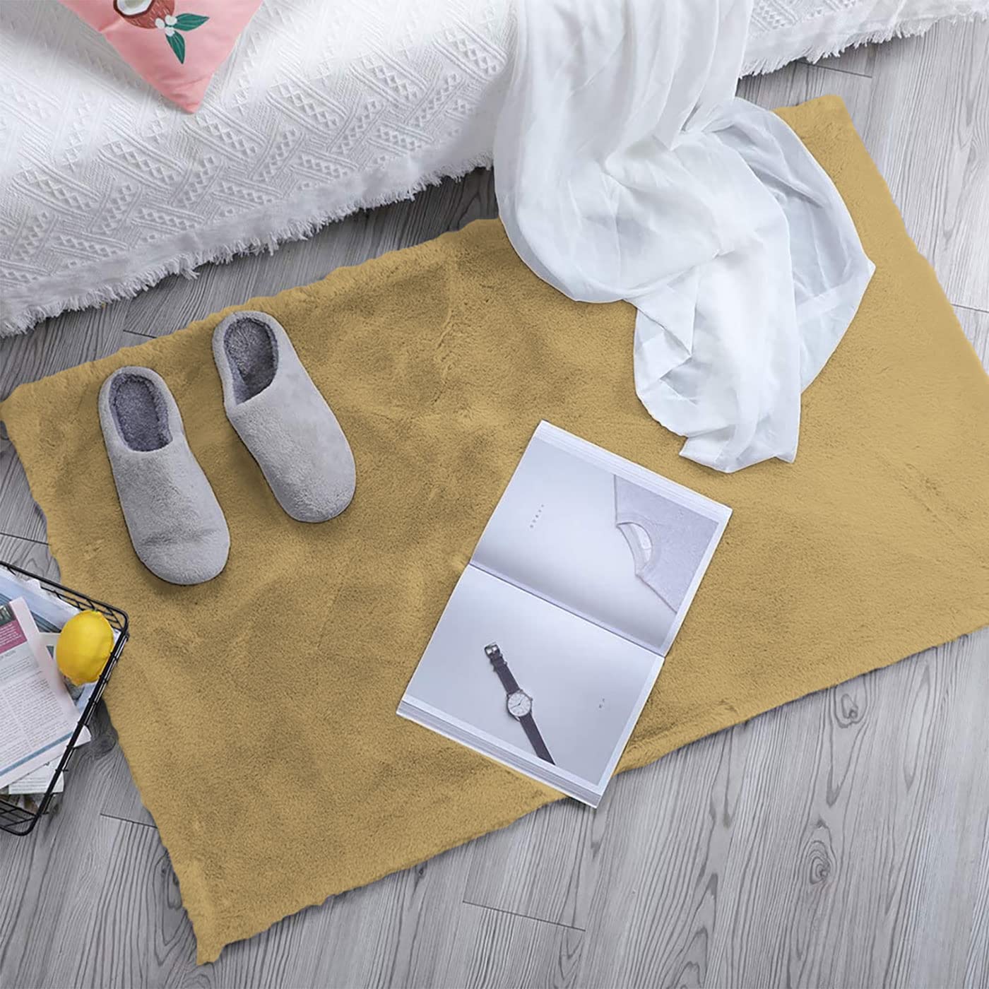 Luxe Home Rabbit Fur Runner - Soft Grey 2x5 Feet -31 Luxe Home Rabbit Fur Runner - Soft Grey 2x5 Feet -31