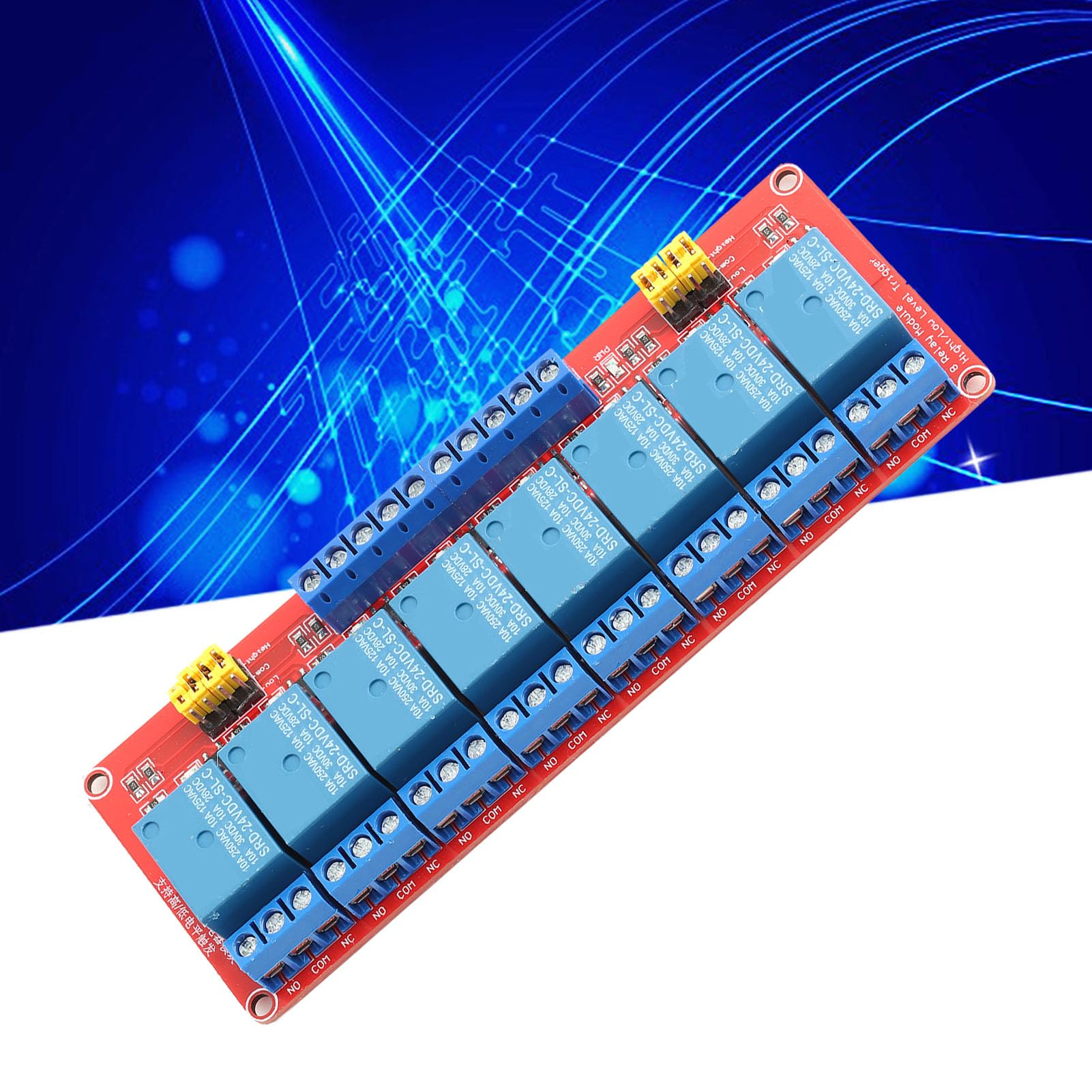 8-kanałowy moduł przekaźnika, płytka sterująca modułem przekaźnika, moduł izolacji transoptora z High-Low, do Kit PiC ARM AVR (24 V)