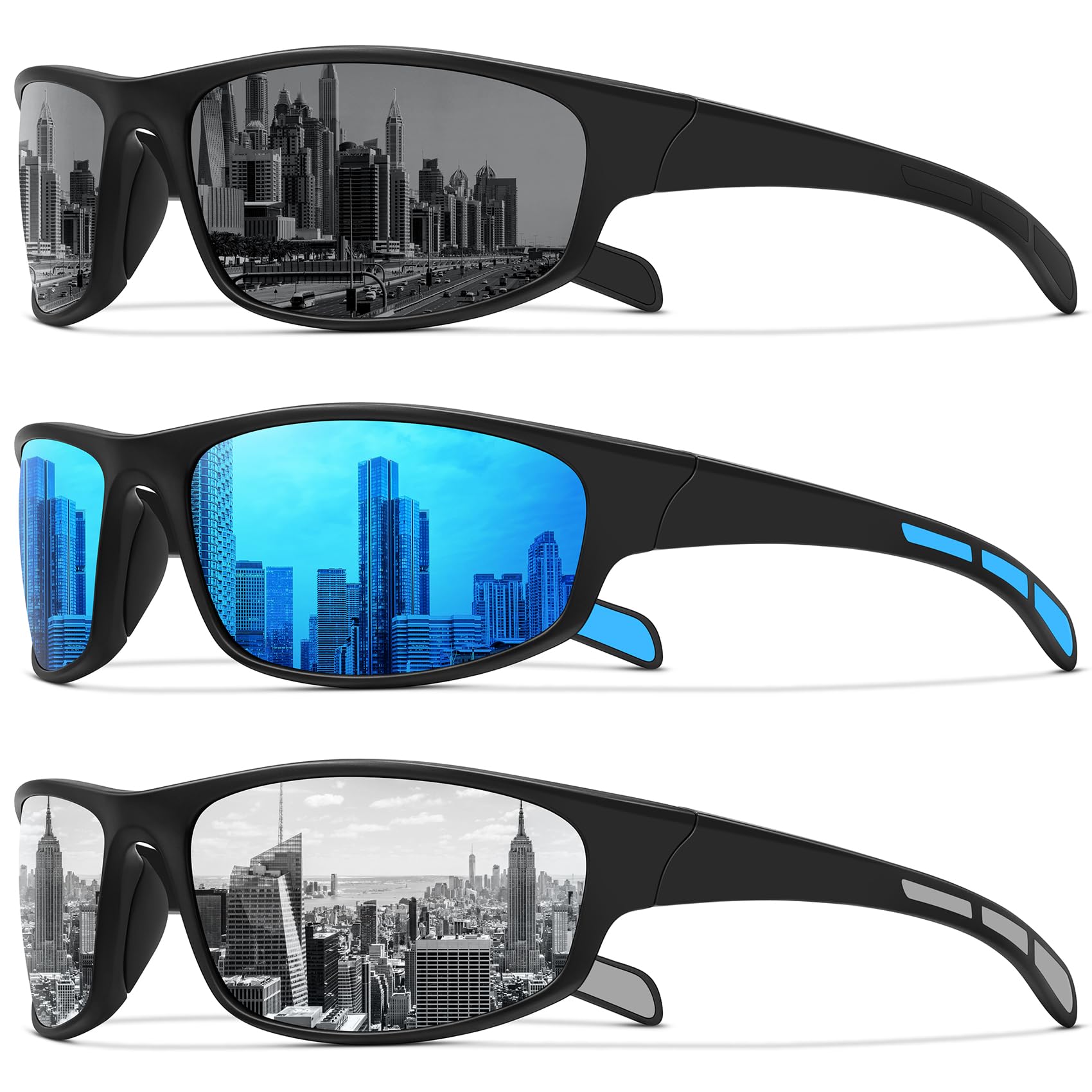 Sports Polarized Sunglasses Wrap Around UV Protection