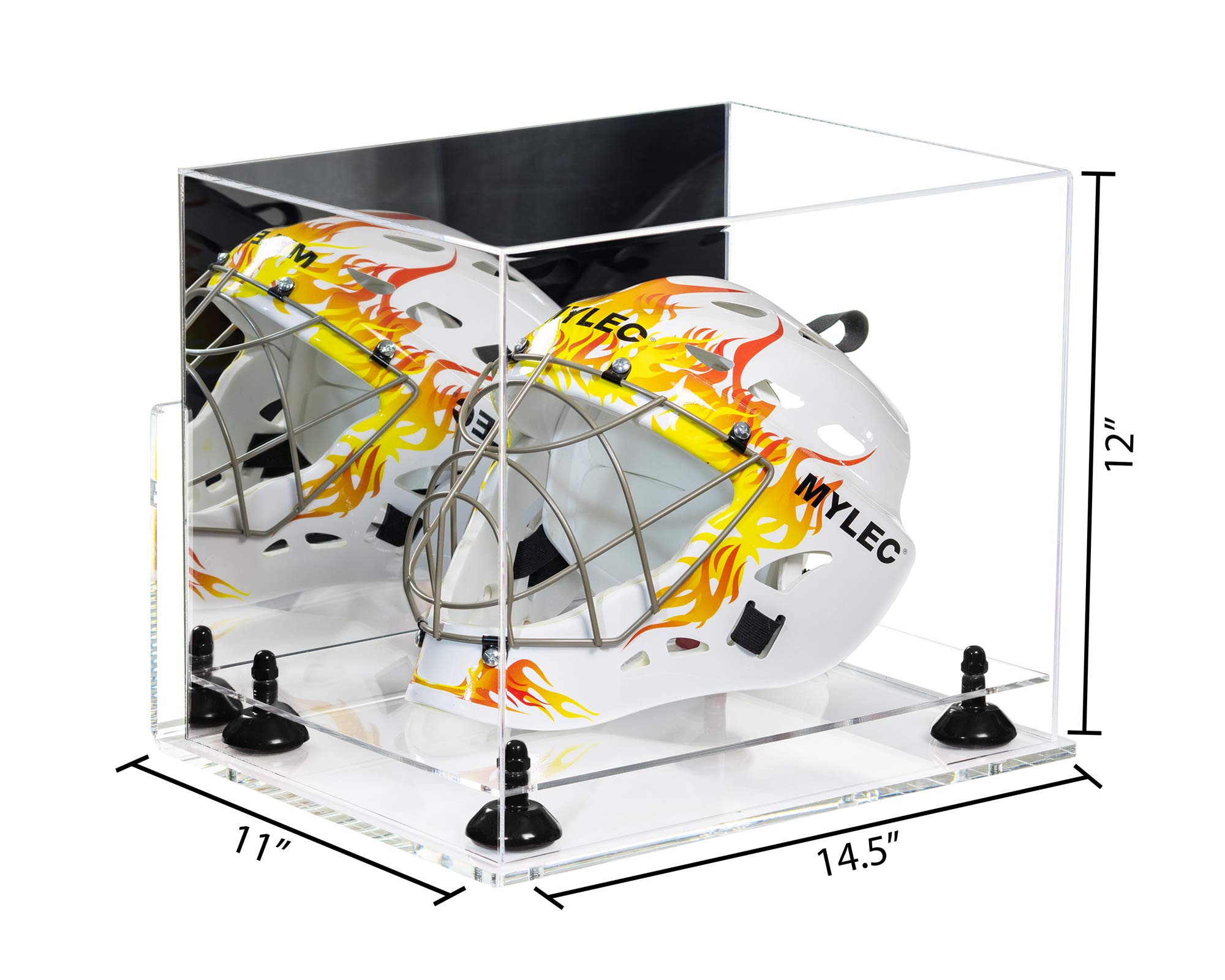 Better Display Cases Versatile Clear Acrylic Display Case - Large Rectangle Box with Mirror Case, Black Risers, Clear Wall Mount and Clear Base 14.5