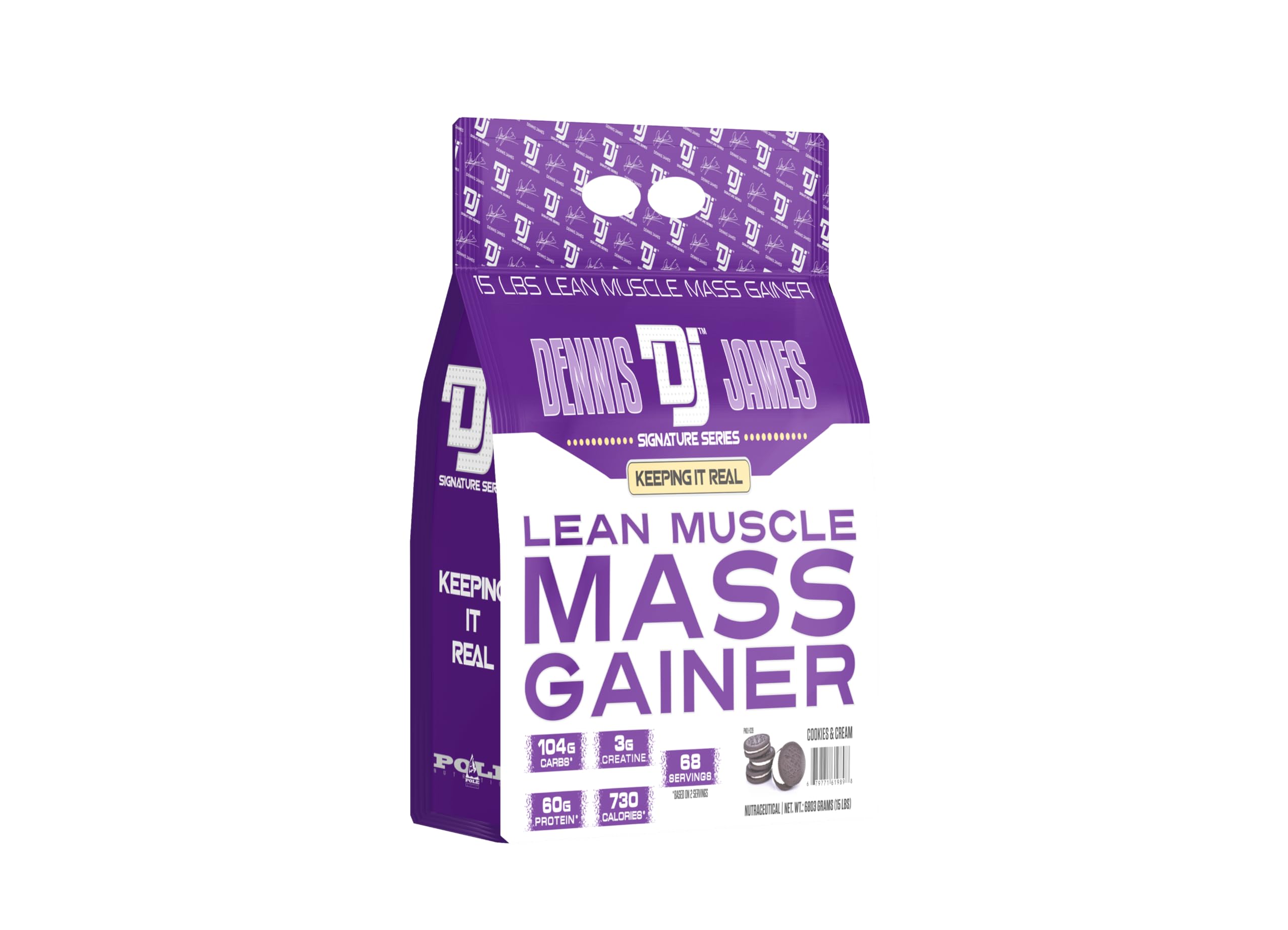 Dennis James Signature Series Lean Muscle Mass Gainer, 15Lbs | Flavoured, 6803Gram, 68 Serving (Cookies and Cream)