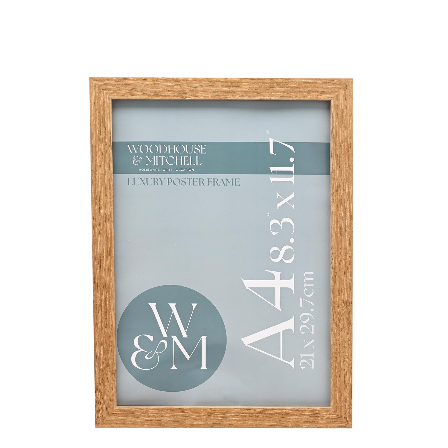 A4 Dark Wood Picture Frame with Glass Front, Wall Hooks & Stand