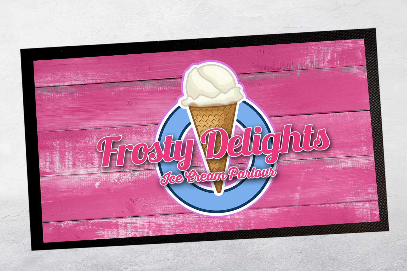 Artylicious Personalised Ice Cream Parlour Counter Mat - Pink shop van counter mat V3