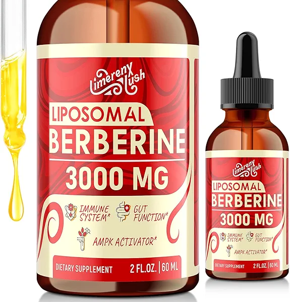 Liposomal Berberine Supplement - 3000mg Berberine Complex Activating AMPK & GLP-1, Berberine HCL Liquid Drop with Ceylon Cinnamon, Green Tea, Bitter Melon, Turmeric and Prebiotic Blend for Women & Men