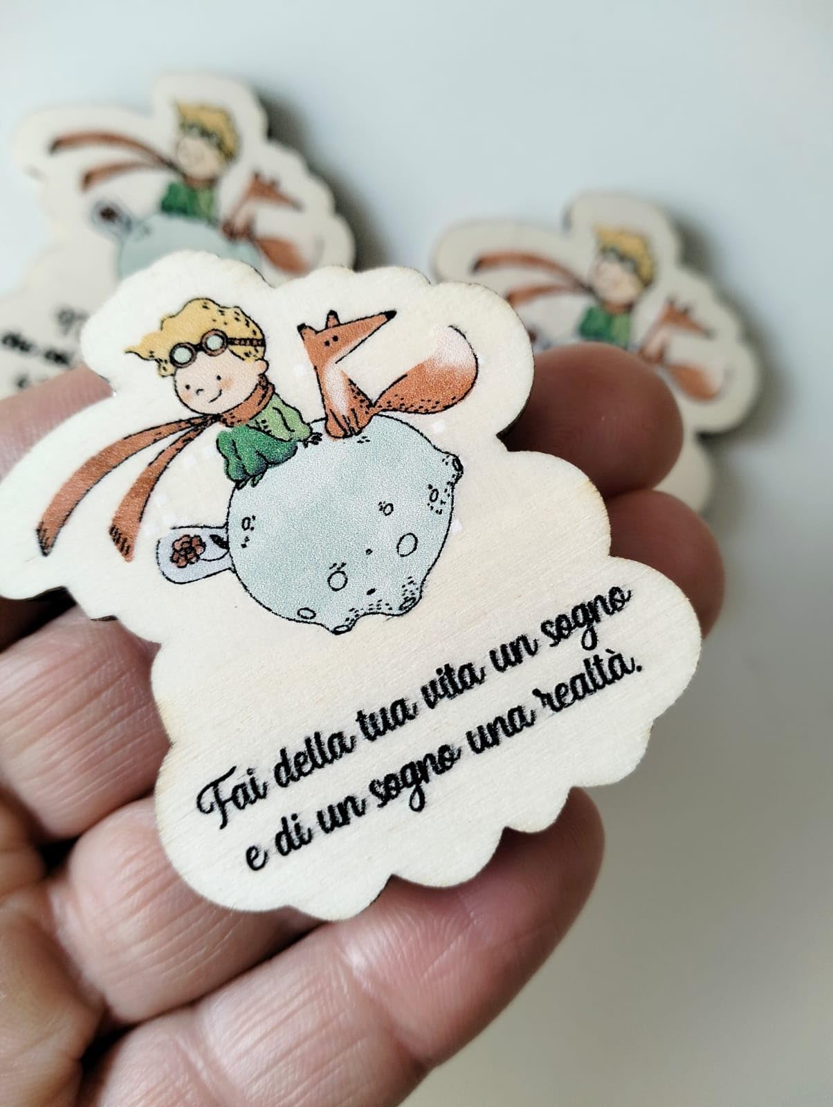 Segnaposto in legno, calamite, frasi piccolo principe, bomboniere comunione, battesimo bimbo, primo compleanno, cresima, ricordino nascita,