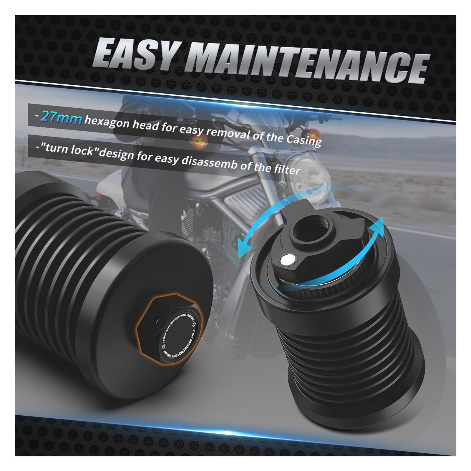 Filtro Aire Motocicleta Kit De Filtro De Aceite Reutilizable para Har&Ley Street Glide Special FLHXS Tri Ultra FLHTCUTG 2017-2024 Road King FLHRXS 2017-2023