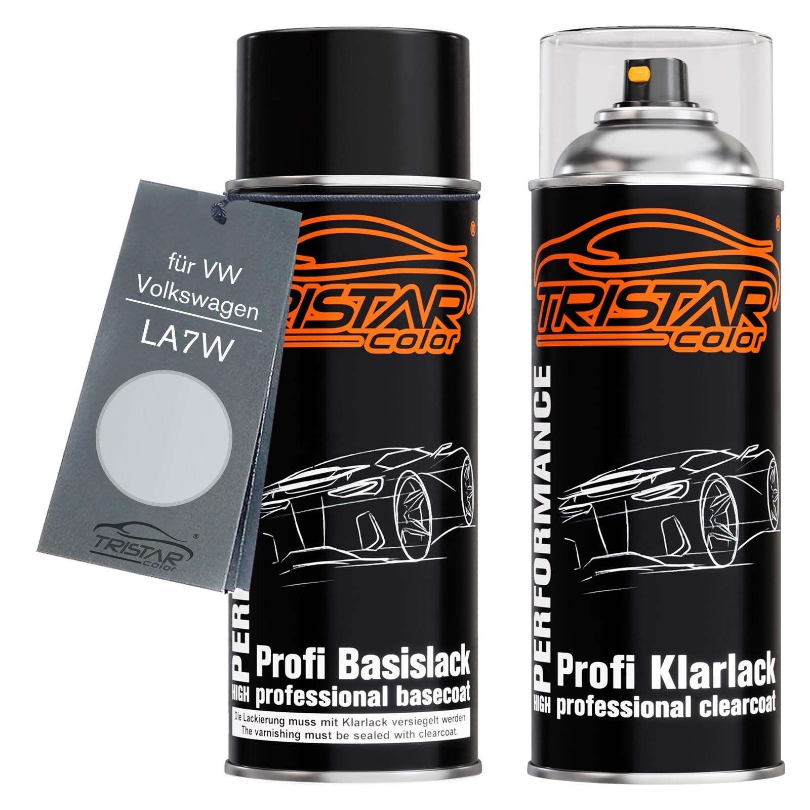 Tristarcolor Reflexsilber Metallic Car Paint Spray Can Set For Vw/Volkswagen La7w /Reflex Silver Metallic Base Coat Clear Coat Spray Can 400Ml