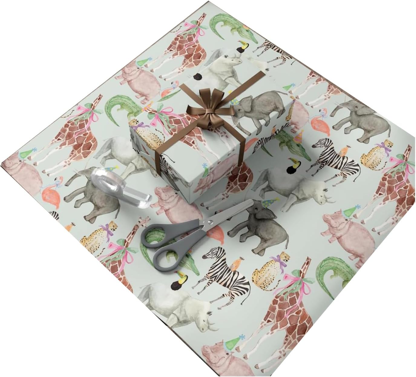 Safari Animals Watercolor Gift Wrapping Paper