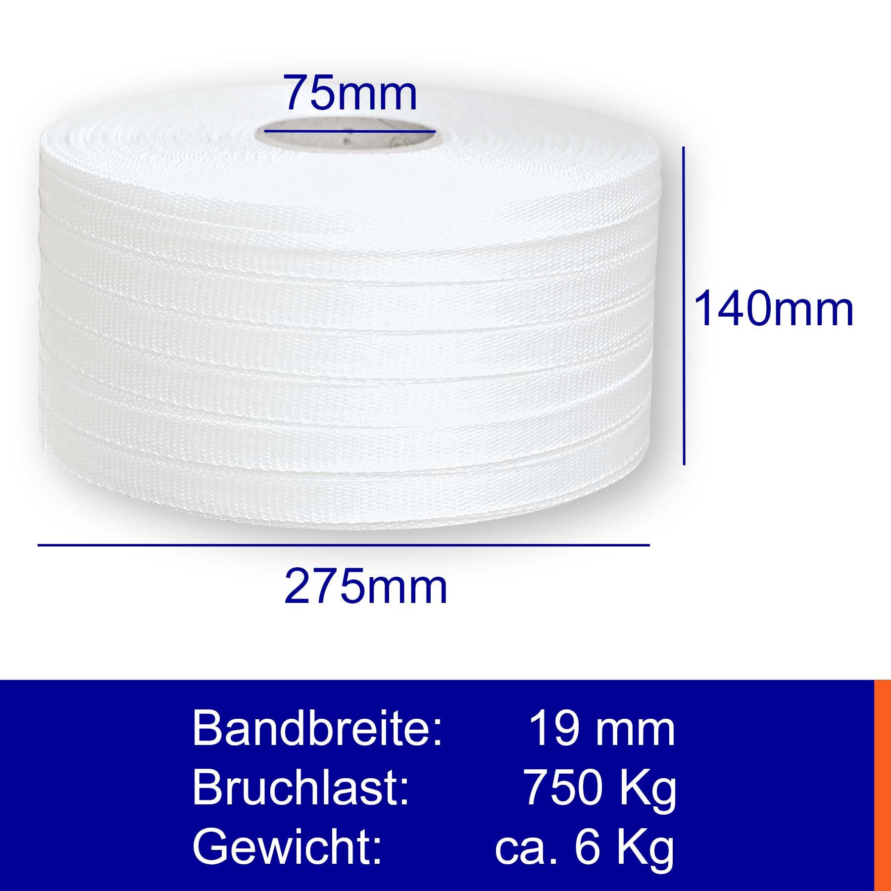 Gewebtes Textilband 19mm 750kg Bruchlast 500m Verzurrband Ladungssicherung wetterfest