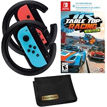 PremGear Racing Steering Wheel Controllers, Driving Grips for Joy-Con 2 pack + Table Top Racing Nitro Edition Compatible with Nintendo Switch + Cleaning Cloth