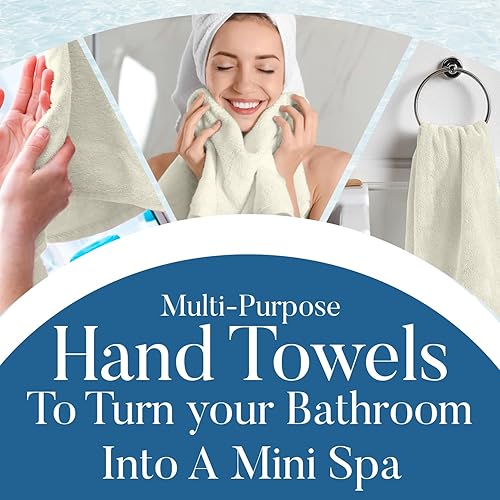 Miniatura 7 de DAN RIVER Juego de 6 toallas de mano de lujo (16 x 28 pulgadas), 100% algodón, ultra suaves, ligeras y altamente absorbentes, perfectas para salón,