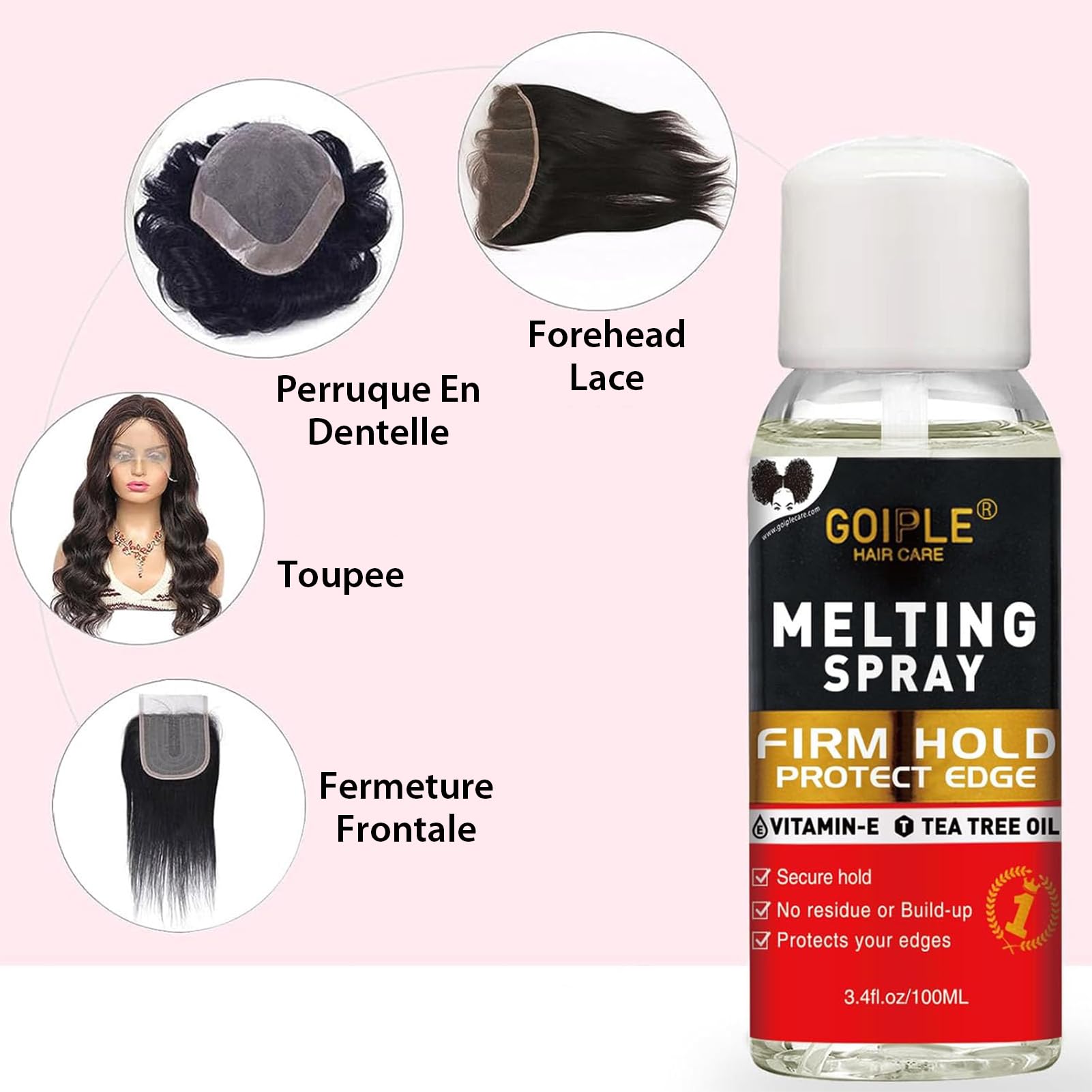 Sans Colle Lace Melting Spray For Wigs, 3.4 Fl Oz - Melting Spray Wig Spritz Spray Lace Protège Le Cuir Chevelu, Améliore La Tenue, Formule Naturelle