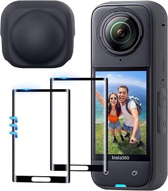 Screen Protector Film2 Pack+Lens Cap for Insta360 X5/insta360 X4 Accessories, Insta 360 X5/insta 360 X4 Tempered Glass LCD Display Film, Ultra HD, 9H Hardness, Scratch Resistant, Anti-Fingerprint