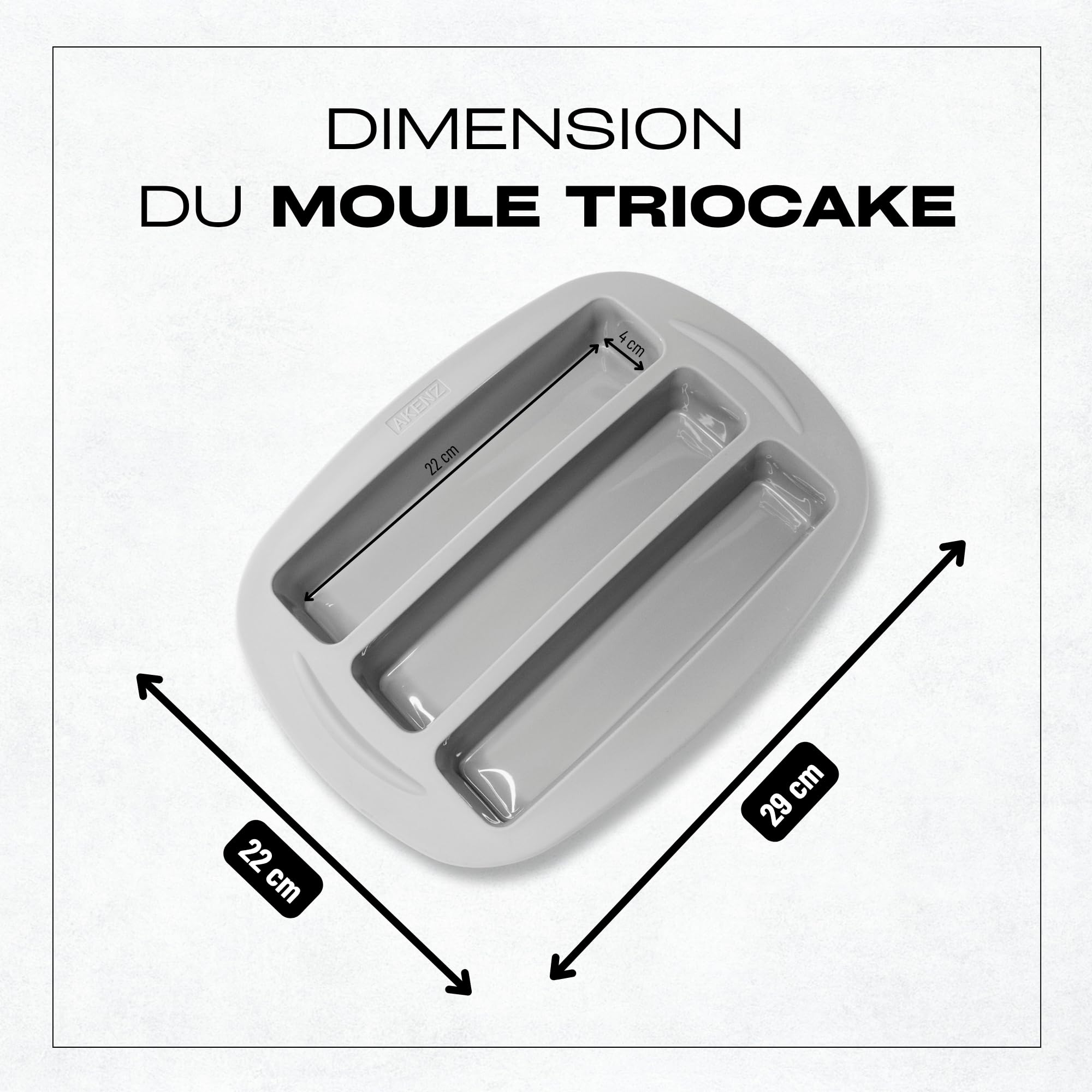 AKENZ - Moule Mini Cake 3 en Silicone platinium petit Rectangulaire pour multi Apéritif Pâtisserie Gateau - Compatible avec Cake Factory Version Améliorée + EBOOK OFFERT