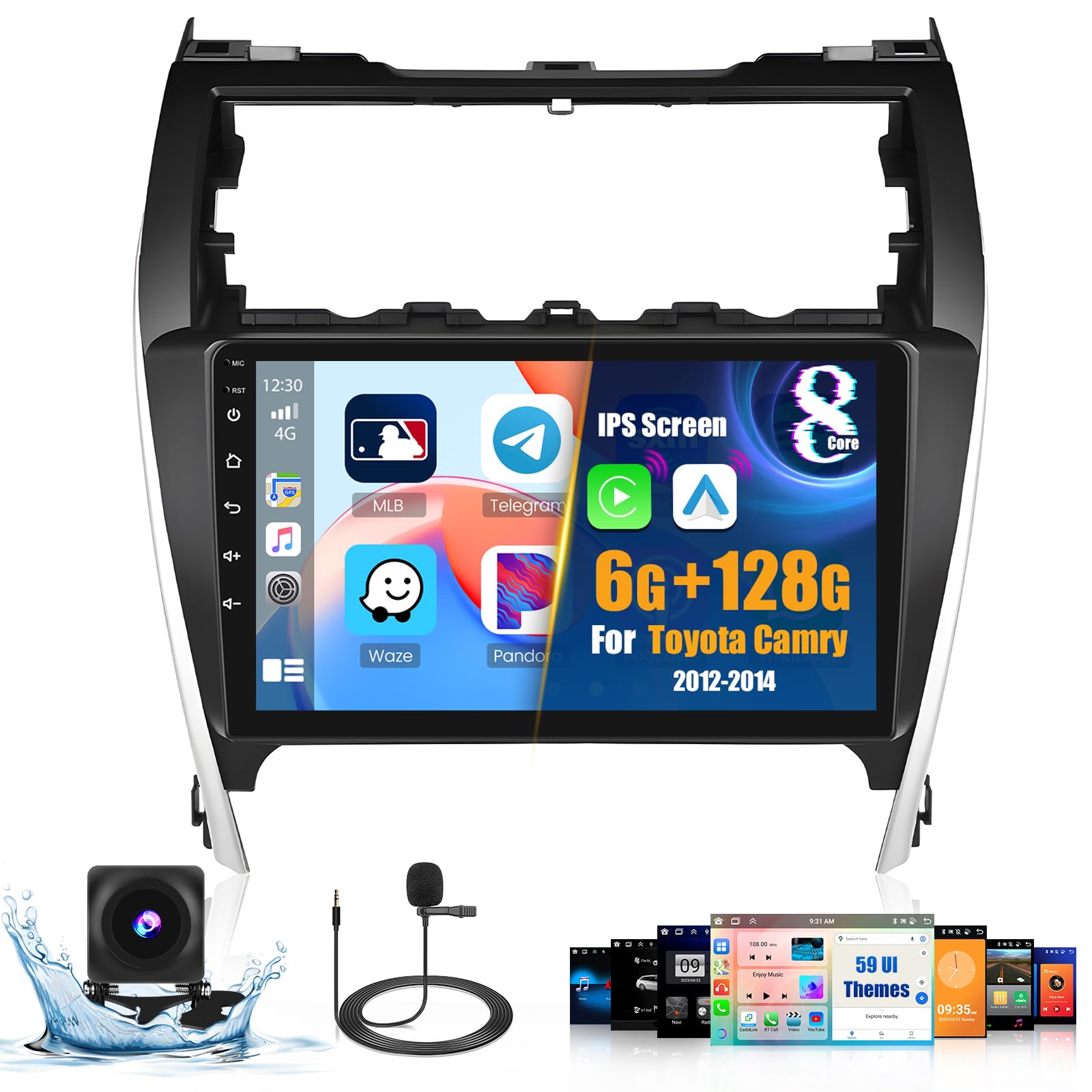 Inefala 6+128G Radio for Toyota Camry 2012-2014 Android 15 Stereo Upgrade 8 Core 10.1'' Touch Screen CarPlay Android Auto, AHD Backup Camera, GPS