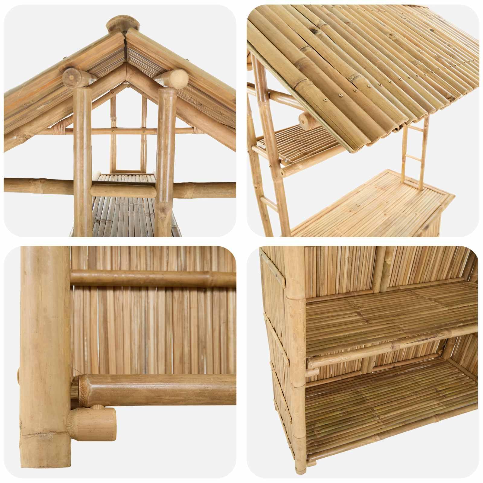 vidaXL Outdoor Bartisch Natur 115 x 95 x 214 cm Bambus, Stylischer Bar-Tisch, robust für Sommerpartys, Gartenfest, umweltfreundliches Design, minimalistisch und chic