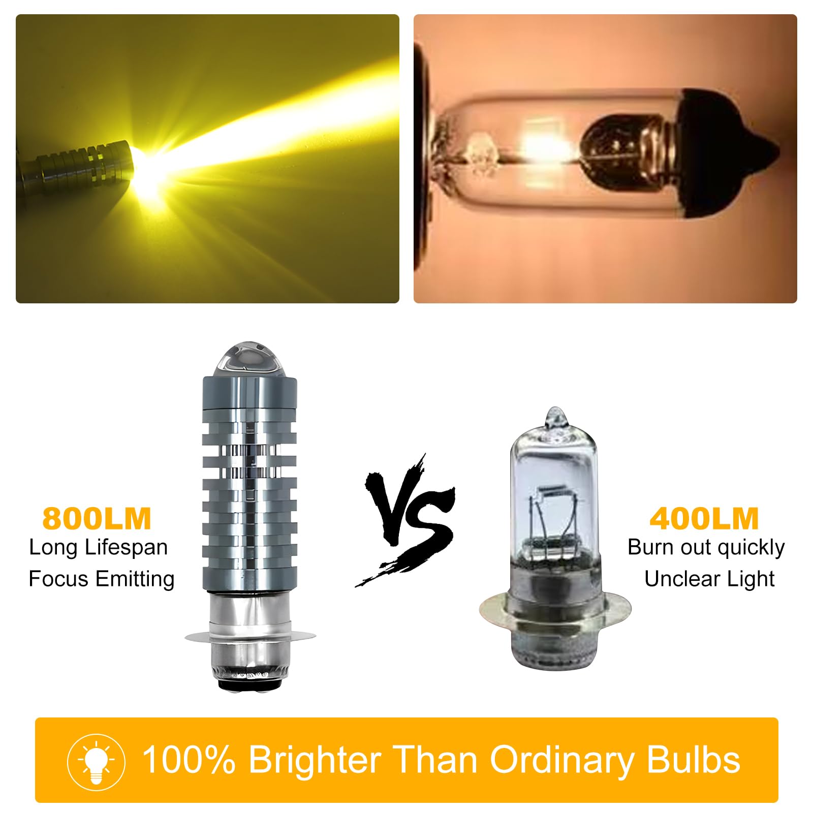 Biqing 2PCS P15D 24LED Motorcycle Headlight Bulbs Hi Lo 3000K Yellow 6000K P15D/PH7 type for motorcycles off-road motorcycles - Image 2