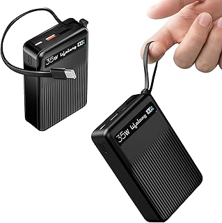 Lifelong Electronics 20000mAh Power Bank | Fast Charging Power Bank | Built-in 35 W Type-C Cable/USB-C | USB-A (30 W) Output | PD 3.0 Support | LED Display | Small Pocket Size Powerbank (Black)