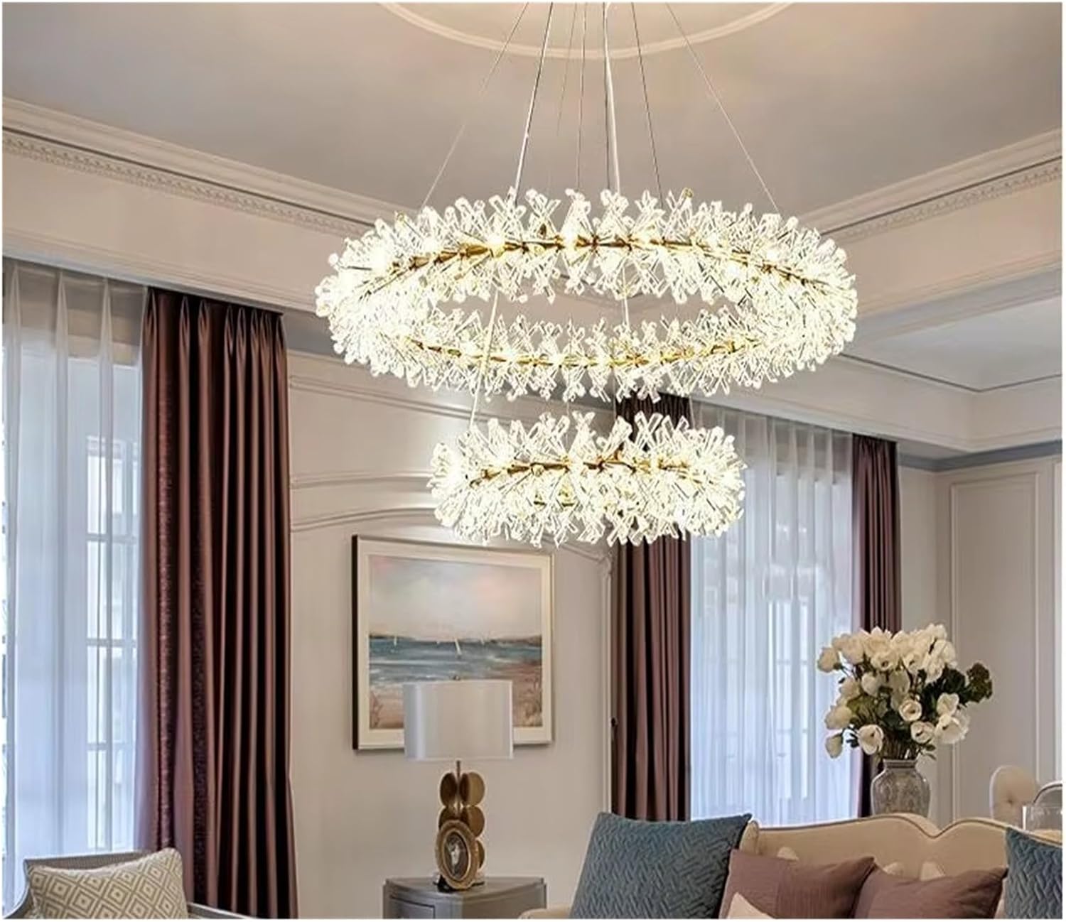 Crystal Lamp Light Luxury Wreath Living Room Chandelier Restaurant Bedroom,Indoor Illumination