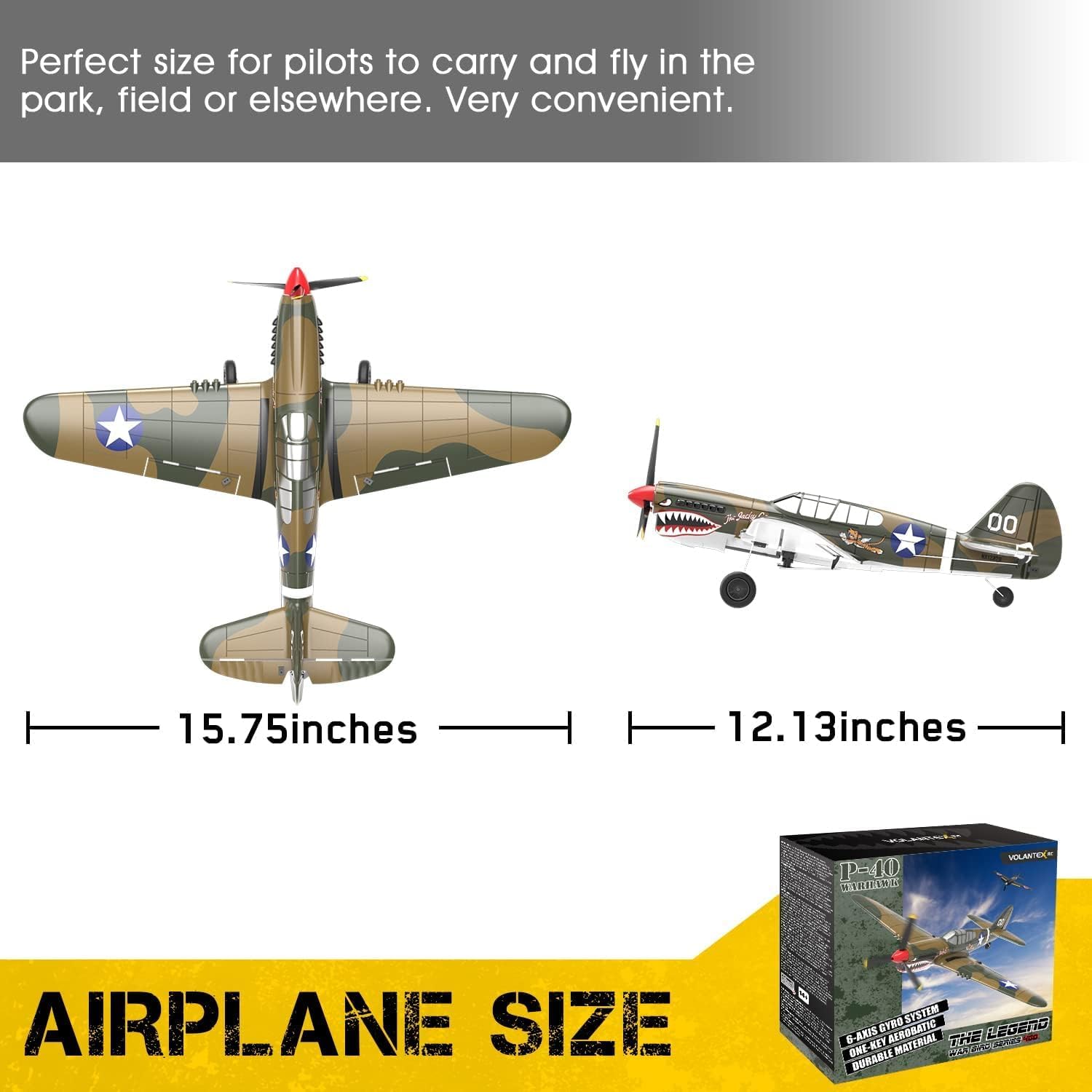 RC Plane for Beginners, 4CH WWII RC Airplane P40 Warhawk with Aileron, 2.4Ghz Remote Control Plane with Xpilot Self Righting&One Key Aerobatic, Gifts for Adults (761-13 RTF)