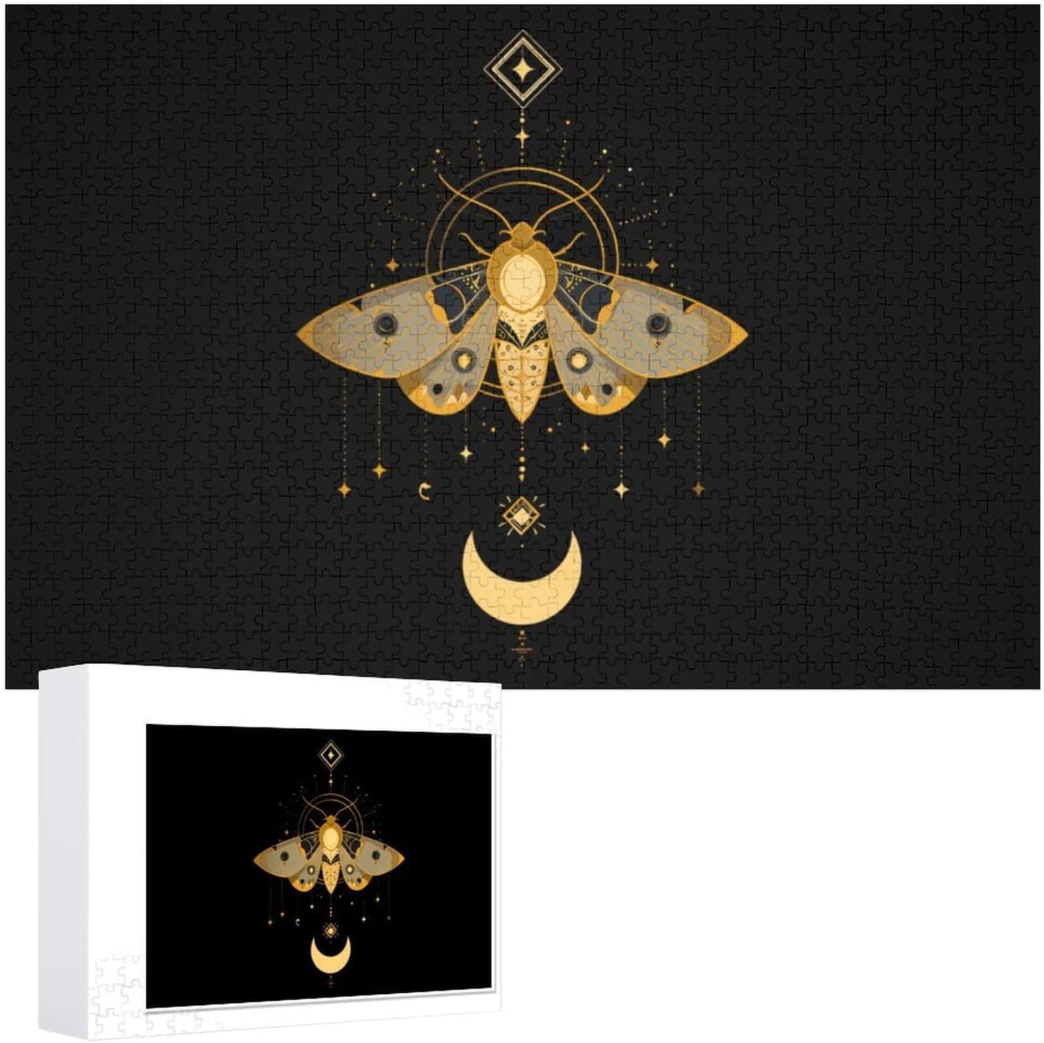 Gold Moth Puzzles for Adults 1000 PCS Wooden Jigsaw Puzzle Wall Decor Christmas