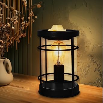 LIFFY Candle Wax Melt Warmer - Wax Warmer Scented, Fragrance Oil Burner, Metal Melter Lamp for Rustic Home Decor Office Bedroom Aromatherapy, Birthday Gifts for Women, Timer & 2 Edison Bulbs