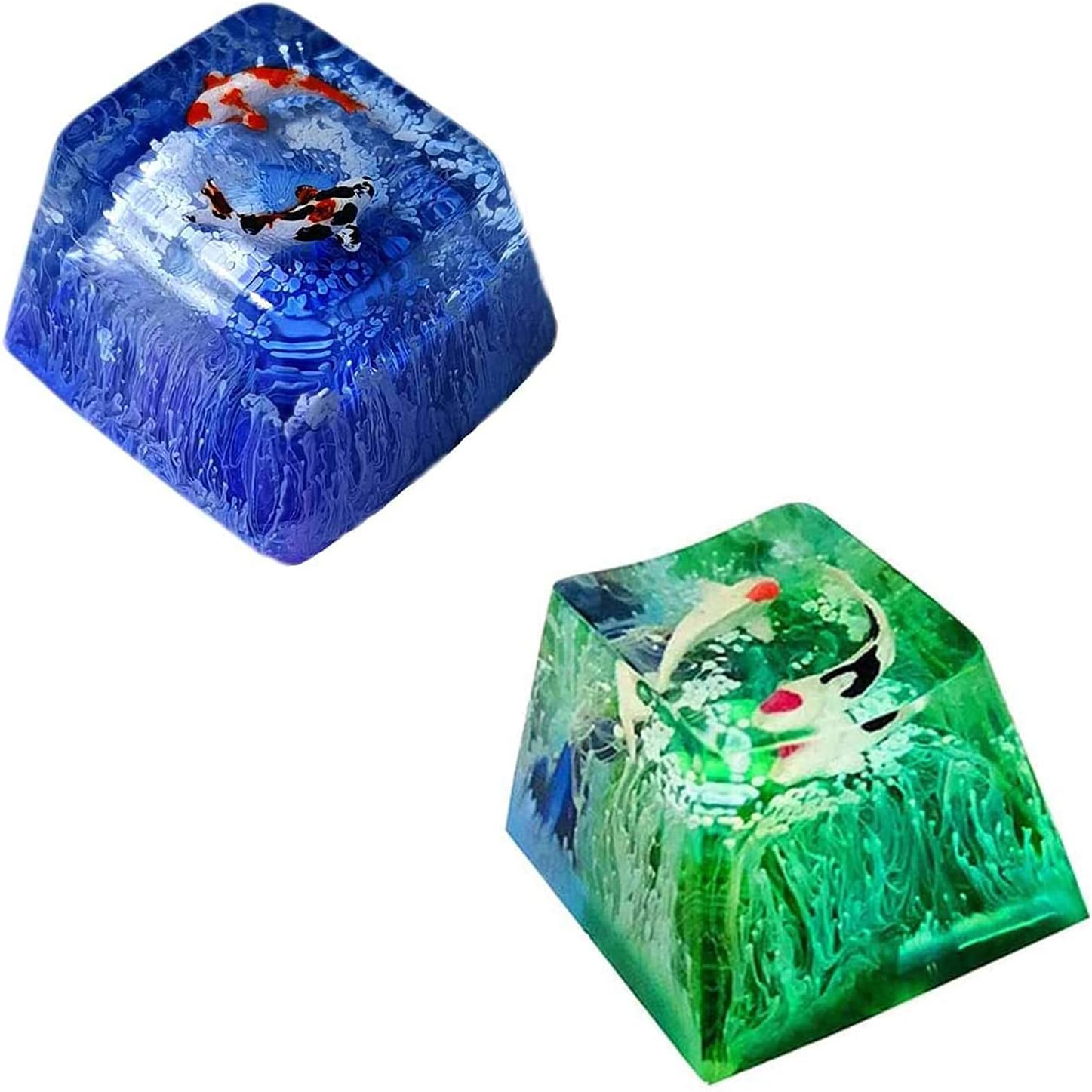 Resin Keycaps, Handmade Resin Koi Fish Backlit Artisan Keycap for Cherry MX RGB Switch Mechanical Keyboards