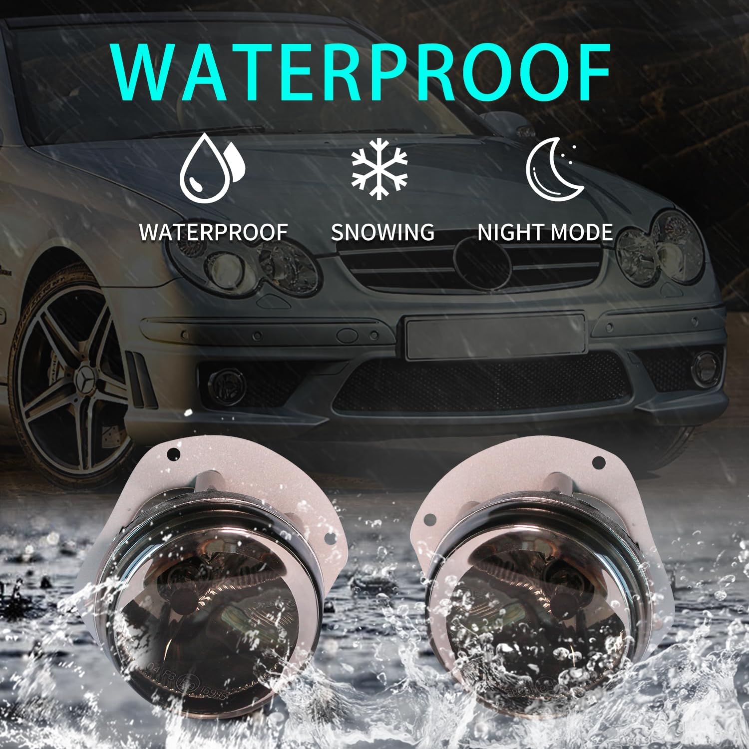 Fog lights for 2007-2013 MB W204 C250 C300 C350 C63 C209 CLK350 CLK55 CLK63 W216 CL550 CL600 CL63 CL65 W164 ML320 ML450 ML550 ML63 w/AMG/Sport Pkg Only 2pcs Smoke glass w/H7 bulbs