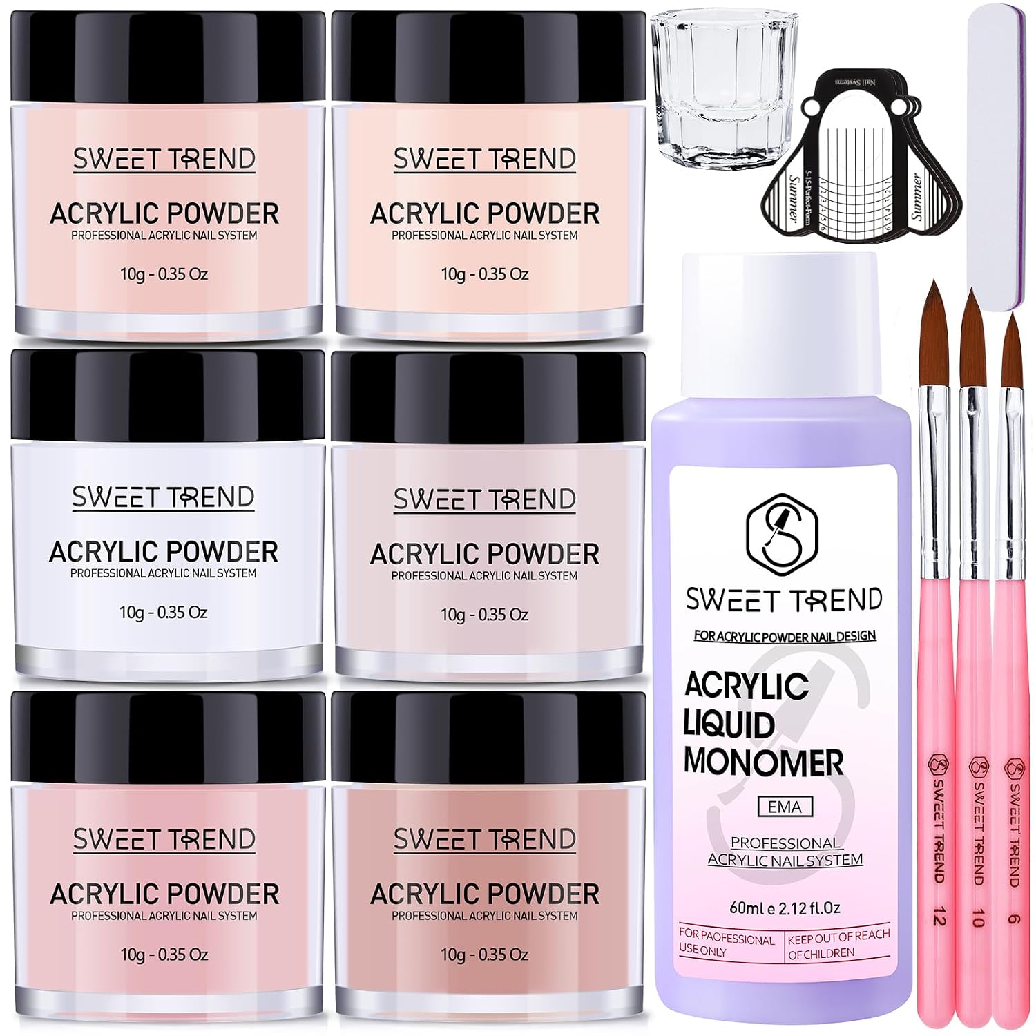 Acrylic Nail Kit for Beginners - 6 Color Professional Set