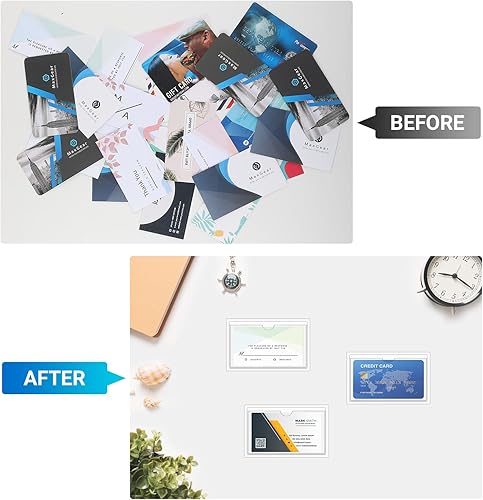 Miniatura 6 de MaxGear 2x3.5 Index Card Pockets, 54 Pack Self Adhesive Library Card Pocket with Top Open Loading, Plastic Label Holders for Storage Bin, Clear