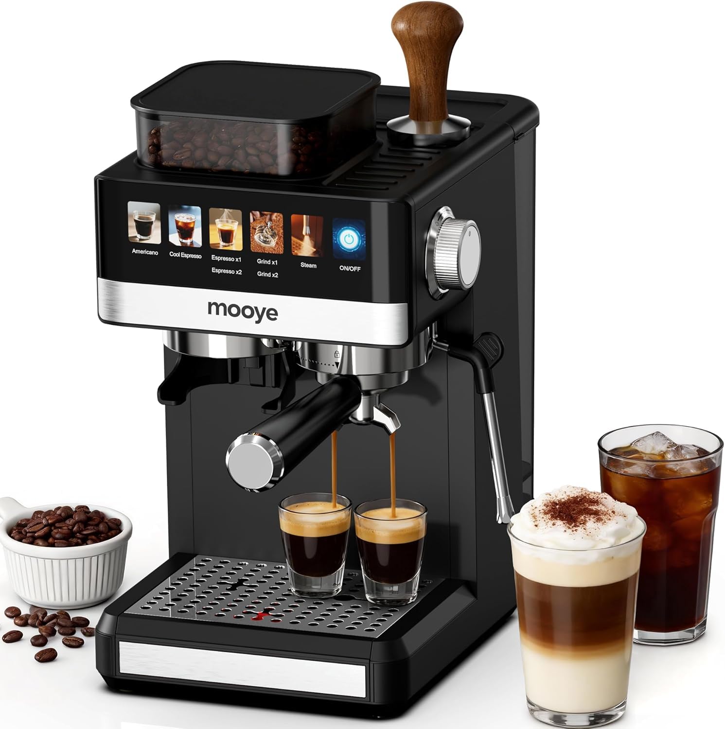 Photo 1 of Mooye Espresso Machine with Grinder, 20-Bar, Black