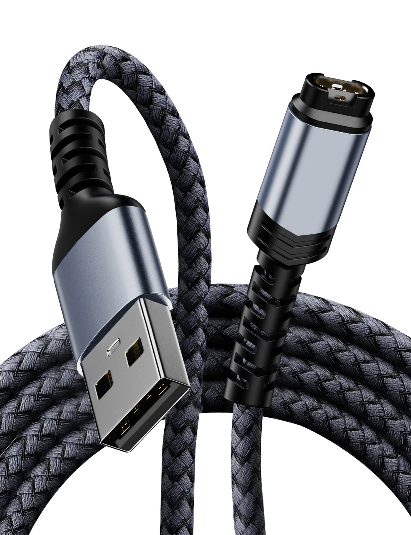 Câble De Charge 2-en-1 Pour Montres Garmin – 1,2 M | Compatible Fenix, Forerunner, Venu… | Charge Plate Sans Rayures – Gris