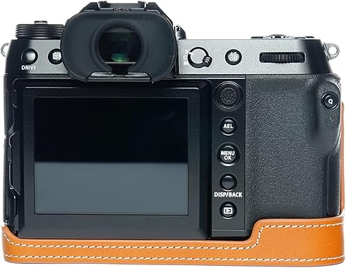 Miniatura 10 de Hecho a mano de cuero auténtico medio cámara caso bolsa cubierta para FUJIFILM GFX 100S color verde