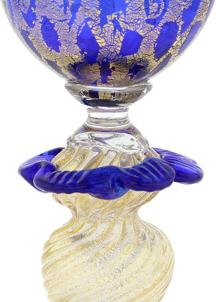 Glass Of Venice Murano Glass Goblet - Blue and Gold