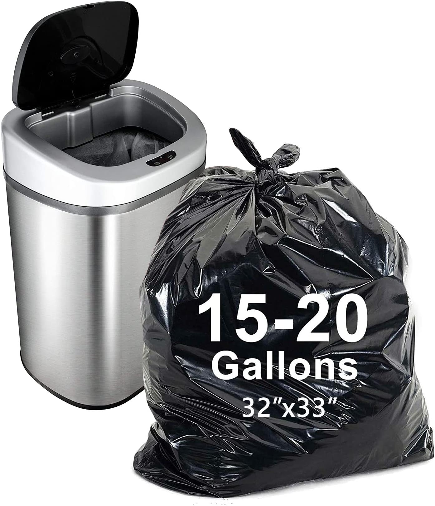 20 Gallon Trash Bags,AYOTEE 25 Count Bulk(32‘’x33‘’) Large High Garbage Bags , Black Trash Bags Industrial Quality Black Garbage Bags for Paper, Plastic, Cans, Bottles, Newspaper, Lawn