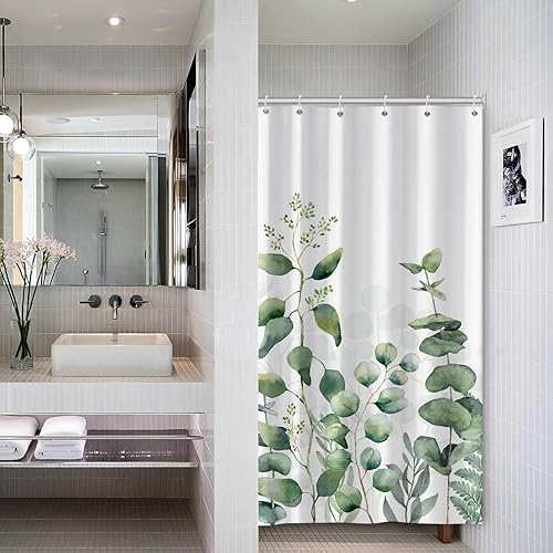 Vista 44 de AWERT Cortina de ducha de mármol azul, impermeable para decoración de baño, impresa lavable con ganchos, 72 x 72 pulgadas