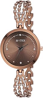 Matrix Daisy Collection | Stone Studded Dial with Designer Stone Studded Bracelet Chain Analog Watch for Women & Girls Price In India