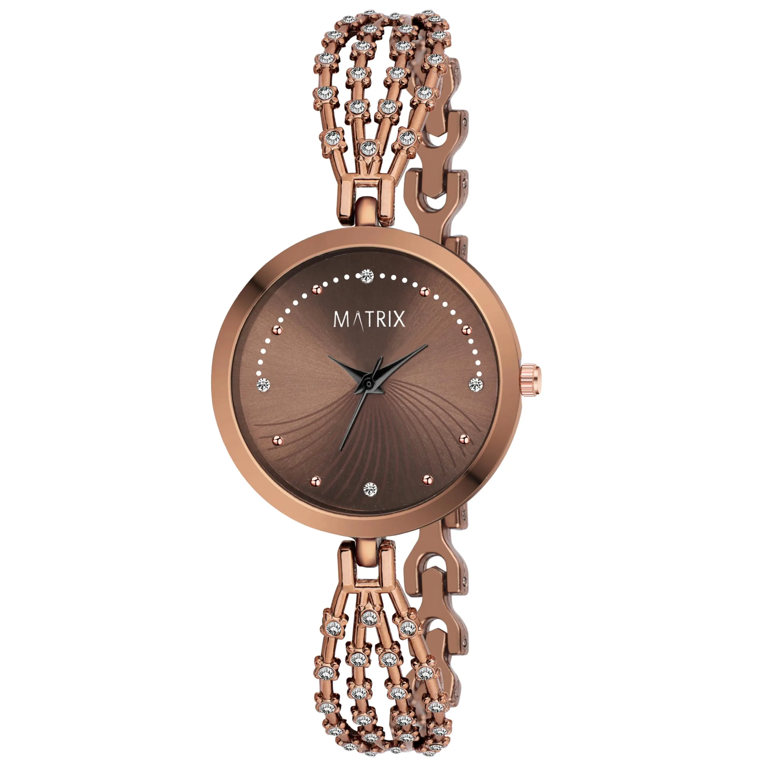 Matrix Daisy Collection | Stone Studded Dial with Designer Stone Studded Bracelet Chain Analog Watch for Women & Girls - 87% off at DetectaDeal