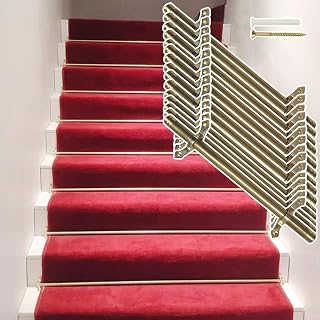 Brass IR Rods for Carpet Runners - 5-Pack Non-Slip Rug Hardware Kit with Tower Finial & Brackets - 22in (56cm) Durable & Stylish Rug Accessories for Home Décor