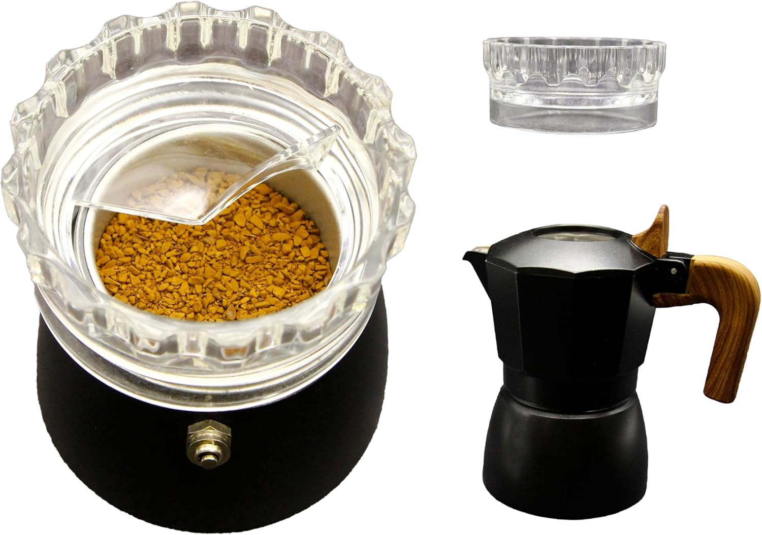 2-in-1 Moka Pot Dosing Ring & Coffee Distributor – Fits 4–6 Cup (300 ml) Moka Pots, Spill-Proof Powder Leveler & Clean Espresso Prep Tool